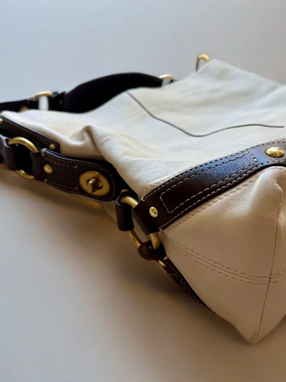 Coach White Leather Large Carly Hobo Shoulder Bag 10616